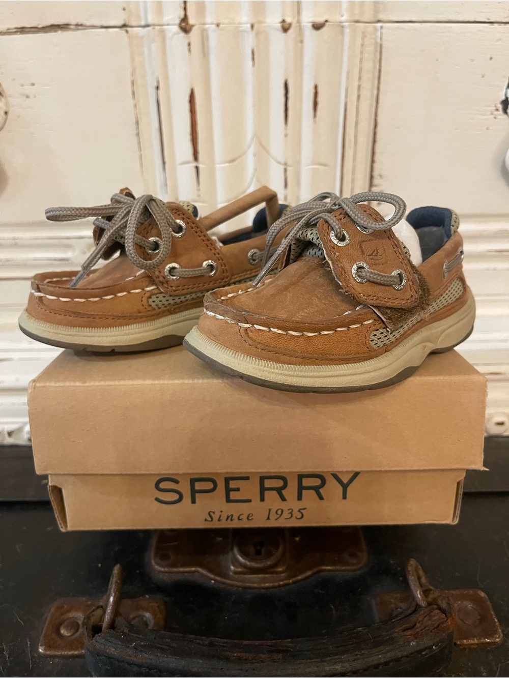 Sperry Kids Toddler Tan Leather Moccasin Boat Shoes